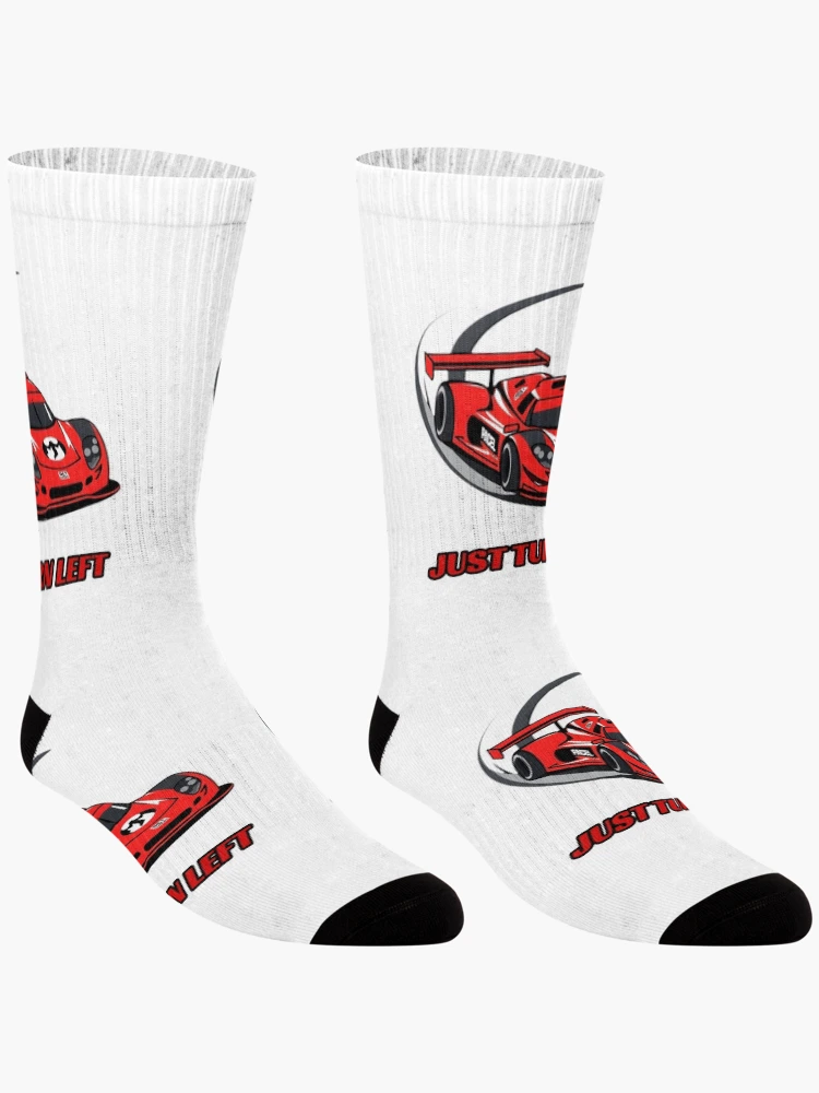 Thumbnail 3 of 5, Socks, Just Turn Left - Sim Racing Humor designed and sold by GarageGraphics.
