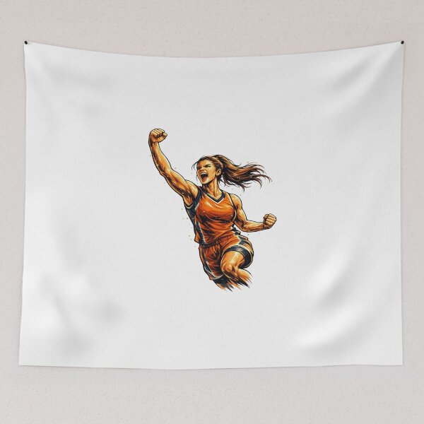 Item preview, Victorious Female Basketball Player Sports Vector Illustration designed and sold by redengineers.