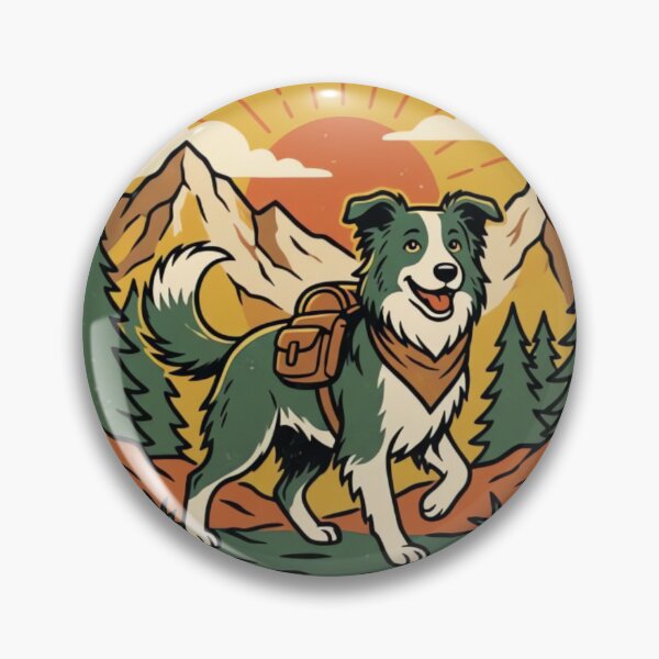 Item preview, Border Collie Energy Vintage Hiking Adventure Badge Design designed and sold by urbinet.