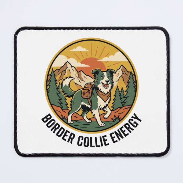 Item preview, Border Collie Energy Vintage Hiking Adventure Badge Design designed and sold by urbinet.