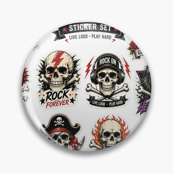 Item preview, Ultimate Rock & Roll Skull Sticker Pack – Vintage Music & Rebel Collection designed and sold by Artisan Finds Online.