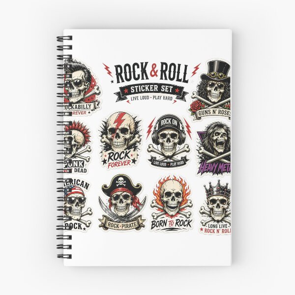 Item preview, Ultimate Rock & Roll Skull Sticker Pack – Vintage Music & Rebel Collection designed and sold by Artisan Finds Online.