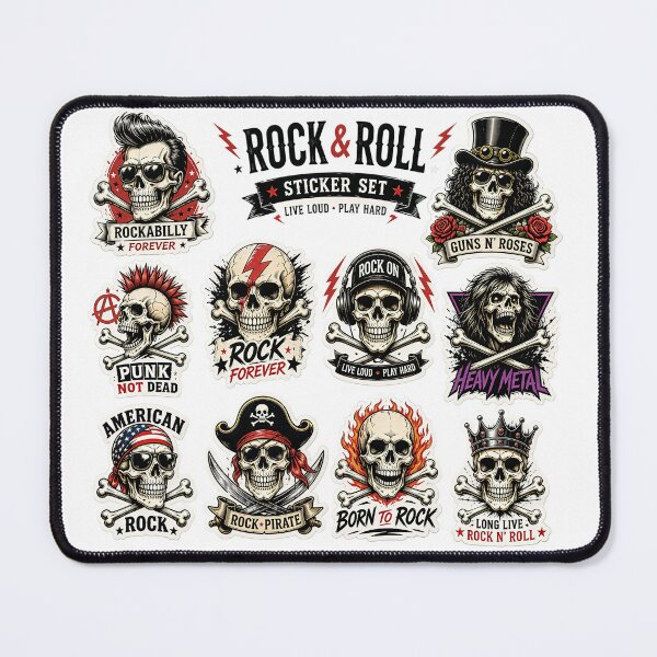 Item preview, Ultimate Rock & Roll Skull Sticker Pack – Vintage Music & Rebel Collection designed and sold by Artisan Finds Online.