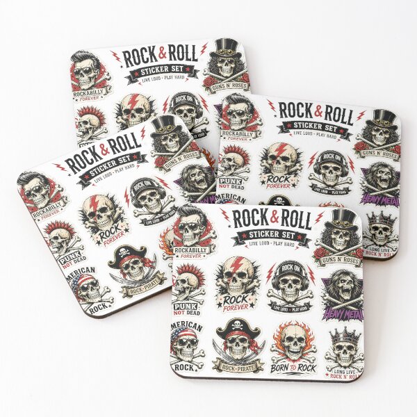Item preview, Ultimate Rock & Roll Skull Sticker Pack – Vintage Music & Rebel Collection designed and sold by Artisan Finds Online.