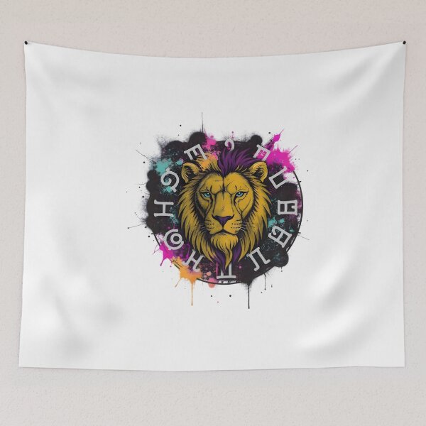 Item preview, Leo Lion Zodiac Letters Neon Paint Splash Dark Art designed and sold by Zodiac Celestial Art.