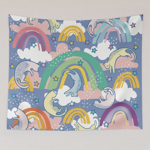 Item preview, Raining Rainbow Cats designed and sold by IvysCreativityHouse.