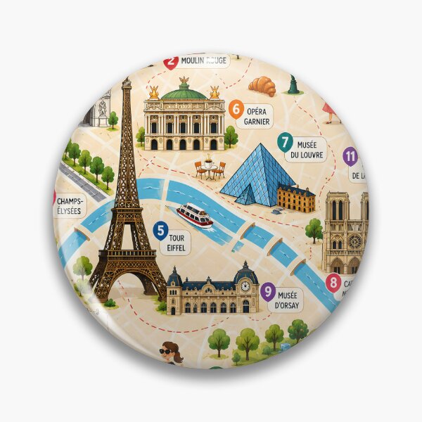 Item preview, paris turist illustrated map designed and sold by Erlin Rudho.