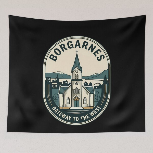 Item preview, Borgarnes Iceland Vintage Travel Emblem designed and sold by k3rstman1.