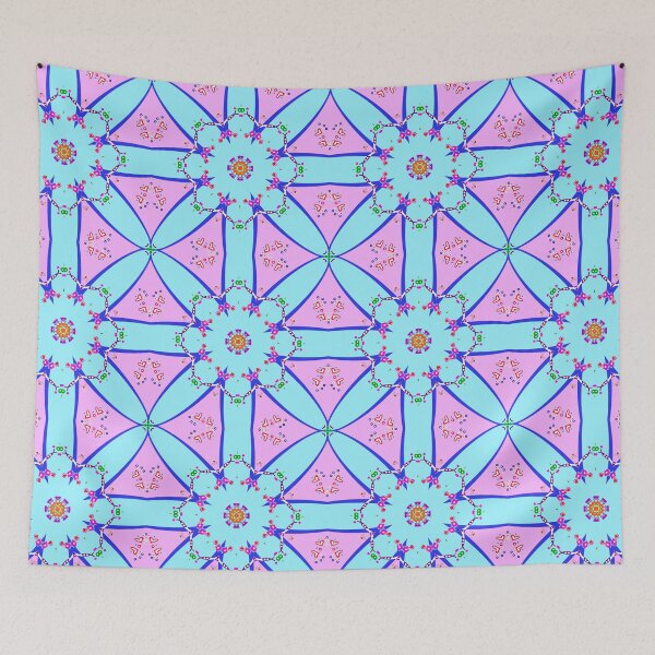Item preview, Vibrant Turquoise and Pink Starburst Mandala designed and sold by Tinsleybluebell.