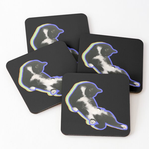 Item preview, Funny Self-Cleaning Relaxed Tuxedo Cat In A Weird Pose Color Outlined designed and sold by CamilasPrints.