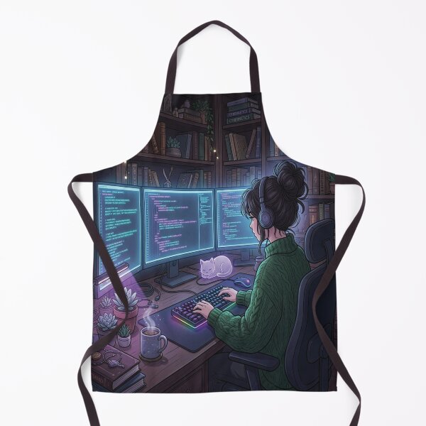 Item preview, Cozy Lo-Fi Girl Coding Night: Aesthetic Developer Room designed and sold by raedattia.