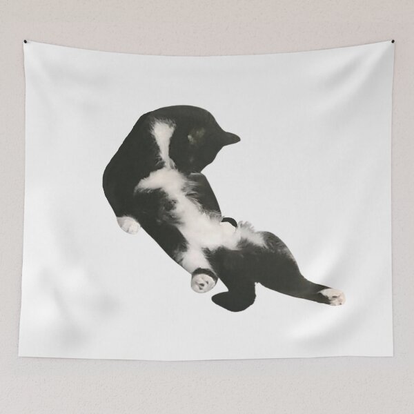 Item preview, Funny Self-Cleaning Relaxed Tuxedo Cat In A Weird Pose designed and sold by CamilasPrints.