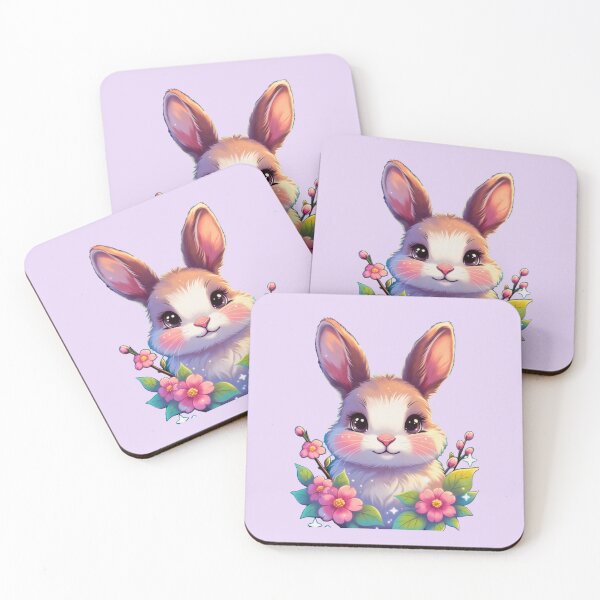 Item preview, Cute Bunny with Spring Flowers designed and sold by Madhav Creations Studio.