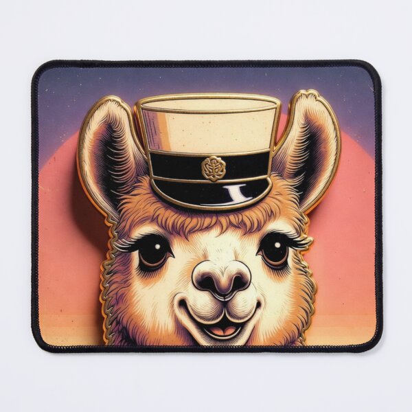 Item preview, Cute Captain Llama Alpaca Animal Portrait designed and sold by IntelliMindDesigns.