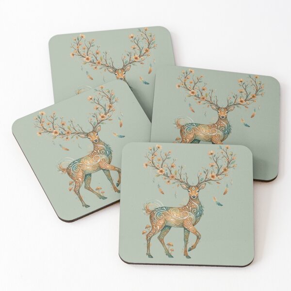 Item preview, Woodland Deer with Floral Antlers designed and sold by Madhav Creations Studio.