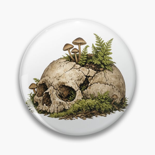 Item preview, Mossy Skull Mushrooms Dark Nature Decay Gothic Design designed and sold by irfanshikh.