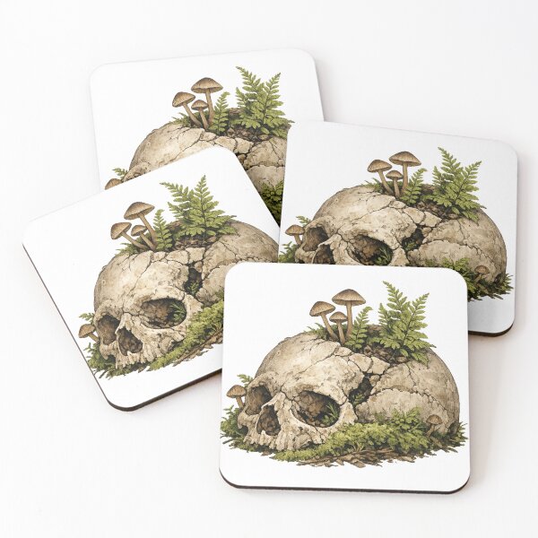 Item preview, Mossy Skull Mushrooms Dark Nature Decay Gothic Design designed and sold by irfanshikh.