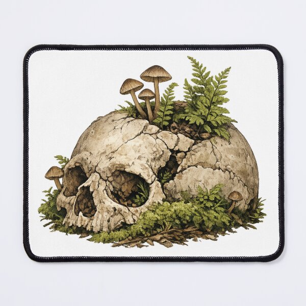 Item preview, Mossy Skull Mushrooms Dark Nature Decay Gothic Design designed and sold by irfanshikh.