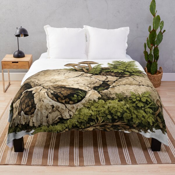 Item preview, Mossy Skull Mushrooms Dark Nature Decay Gothic Design designed and sold by irfanshikh.