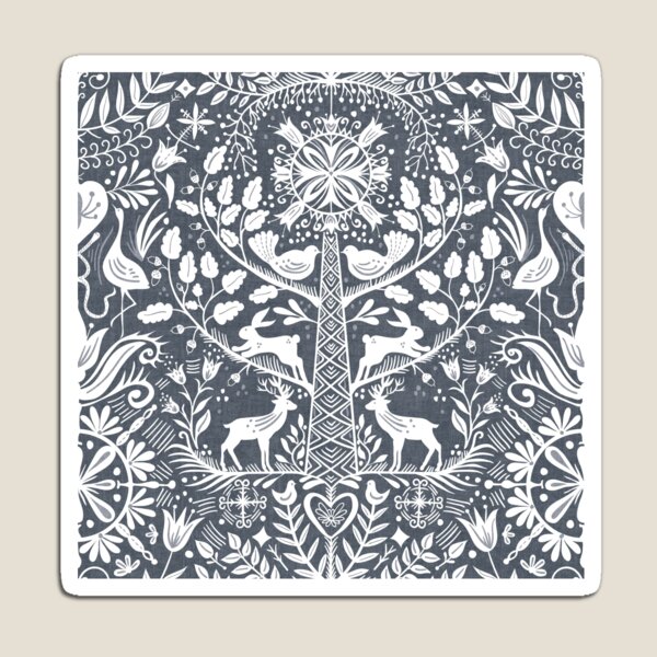 Item preview, Lithiuanian Ethnic Traditional Nordic Folk Tree Slate Blue designed and sold by RenattaZare.