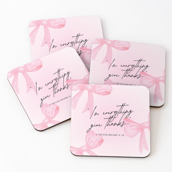 Item preview, In Everything Give Thanks Pink Bow Watercolor Print designed and sold by ⭐ AURA STUDIO.