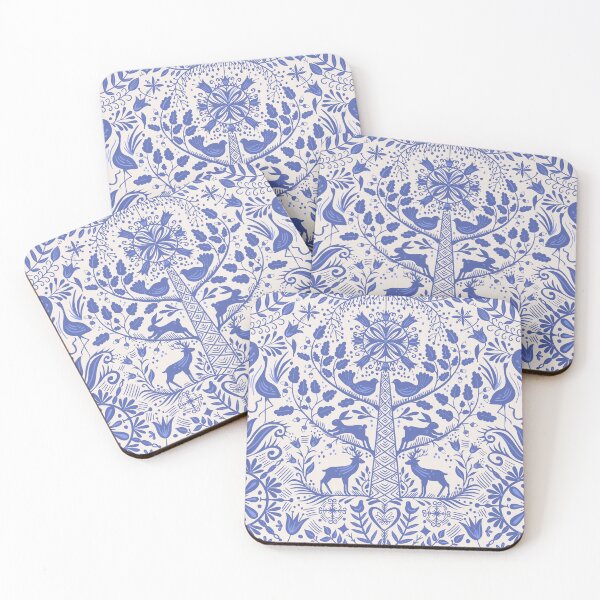 Item preview, Lithiuanian Ethnic Traditional Nordic Folk Tree Cobalt Blue designed and sold by RenattaZare.
