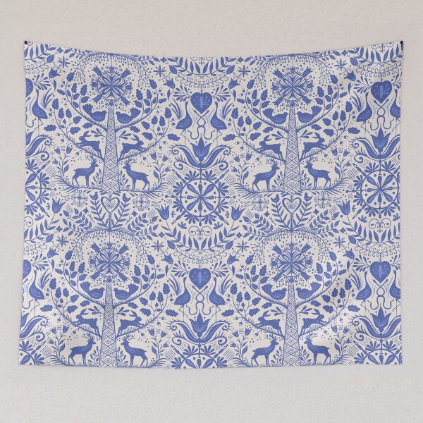 Item preview, Lithiuanian Ethnic Traditional Nordic Folk Tree Cobalt Blue designed and sold by RenattaZare.