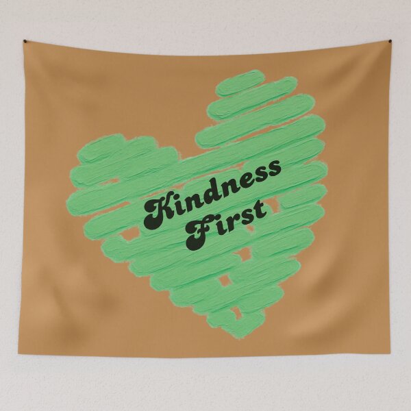 Item preview, Kindness First Green Heart | Positive Quote | Retro Inspirational Kindness Design designed and sold by VariusDesigns.