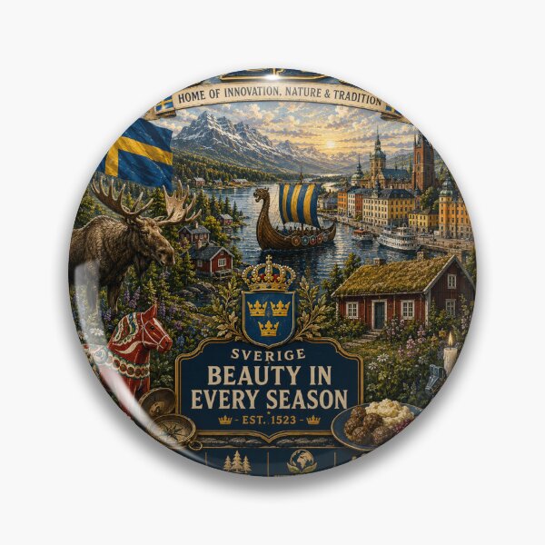 Item preview, Sweden - Beauty in Every Season Vintage Travel Illustration designed and sold by MapMint .