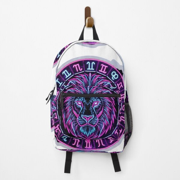 Item preview, Neon Leo Lion Zodiac Wheel Pink Blue Glow Art designed and sold by Zodiac Celestial Art.