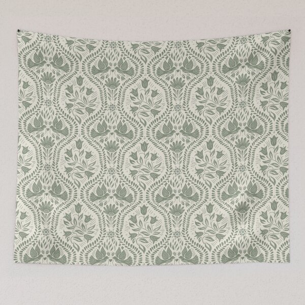 Item preview, Lithiuanian Ethnic Traditional Scandinavian Folk Birds Sage Green designed and sold by RenattaZare.