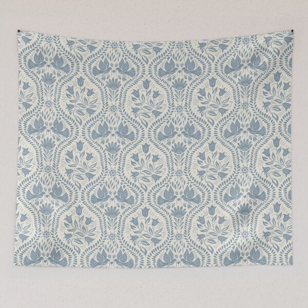Item preview, Lithiuanian Ethnic Traditional Scandinavian Folk Birds Dusty Blue designed and sold by RenattaZare.