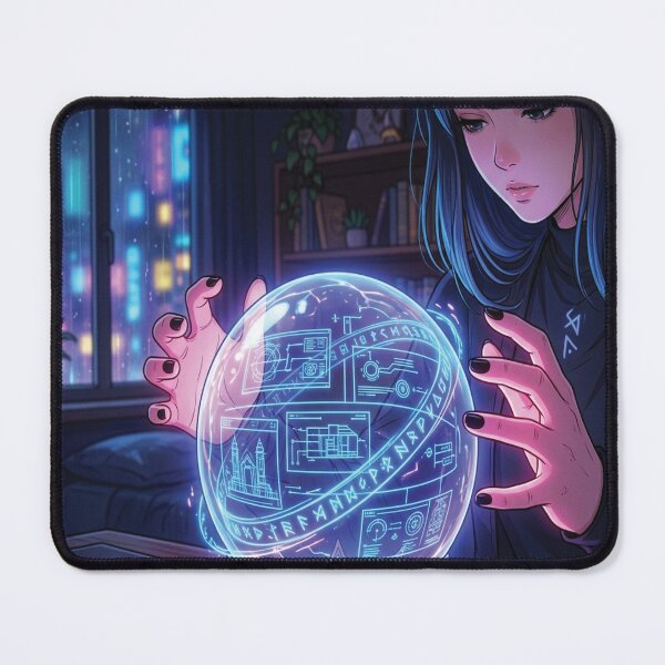 Item preview, Cyberpunk Tech Witch Crystal Ball - Futuristic Neon Aesthetic Magic Art designed and sold by raedattia.