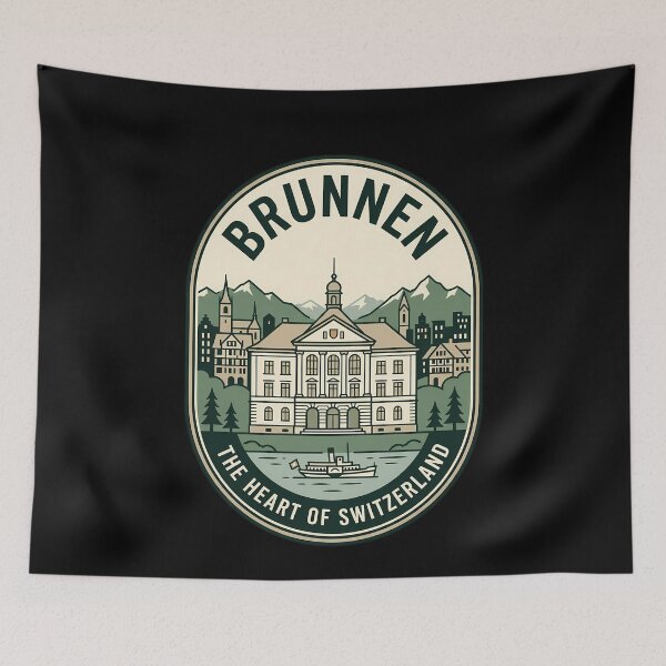 Item preview, Brunnen Switzerland Vintage Travel Emblem Retro Alpine designed and sold by k3rstman1.