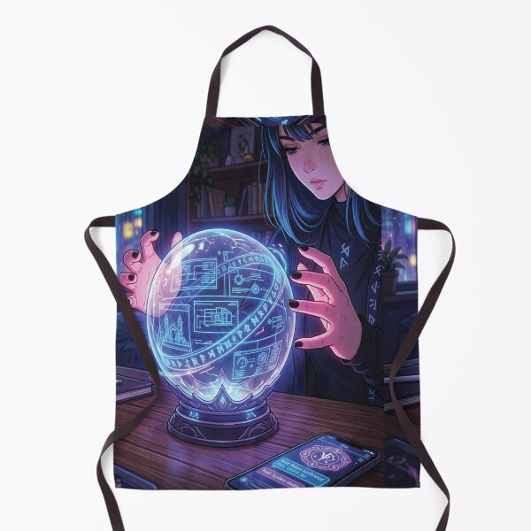 Item preview, Cyberpunk Tech Witch Crystal Ball - Futuristic Neon Aesthetic Magic Art designed and sold by raedattia.
