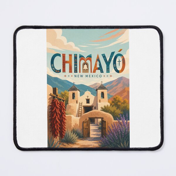 Item preview, Chimayó New Mexico El Santuario de Chimayó Historic Adobe Church and Sangre de Cristo Mountains designed and sold by Places On Earth.