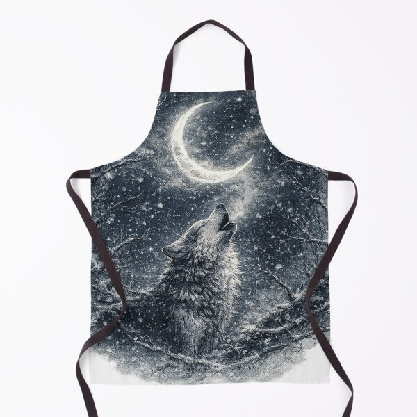 Item preview, Howling Wolf Crescent Moon Dark Forest Winter Illustration Design designed and sold by irfanshikh.