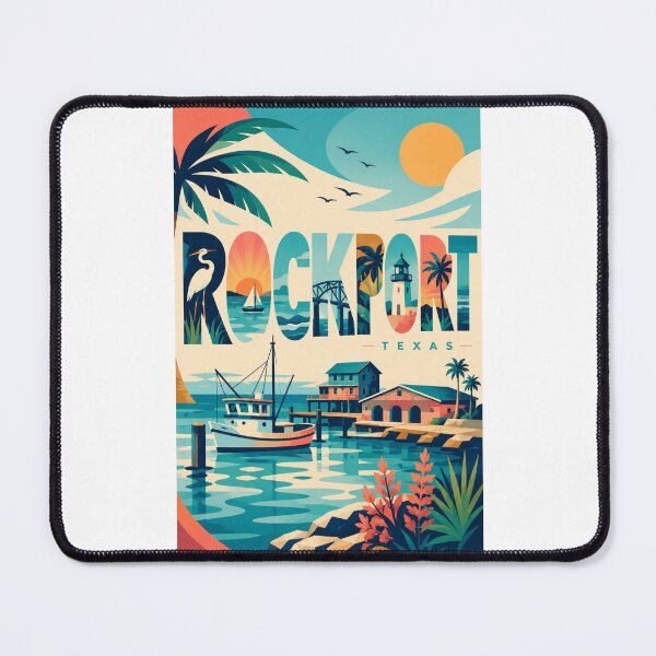 Item preview, Rockport Texas Coastal Harbor with Fulton Mansion Aransas Bay and Lighthouse designed and sold by Places On Earth.