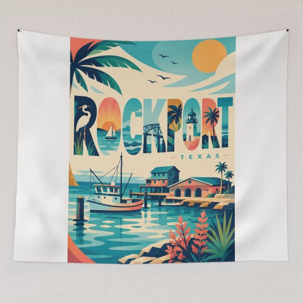 Item preview, Rockport Texas Coastal Harbor with Fulton Mansion Aransas Bay and Lighthouse designed and sold by Places On Earth.