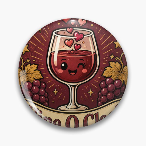 Item preview, Wine O Clock Funny Vintage Badge Sticker designed and sold by RedRubyBubble.