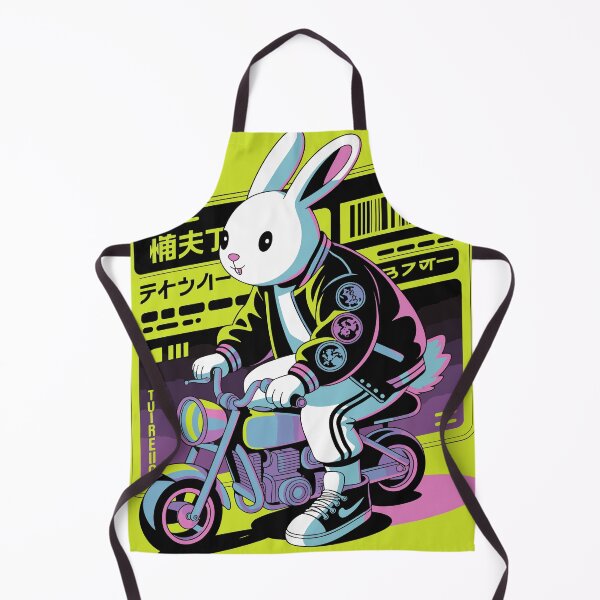 Item preview, Cute white rabbit on a motorcycle - Japanese art style designed and sold by BobaTeeStore.