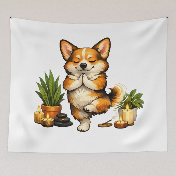 Item preview, Zen Corgi Yoga Balance – Premium Cute Dog Meditation Illustration designed and sold by builtforyou.