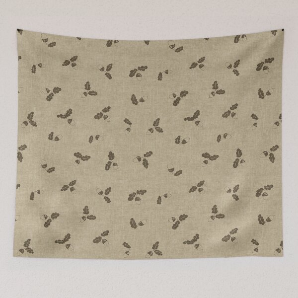 Item preview, minimal tossed acorn oak leaves scandinavian japandi autumn khaki olive designed and sold by RenattaZare.