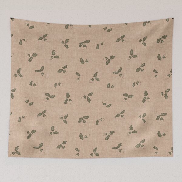 Item preview, minimal tossed acorn oak leaves scandinavian japandi autumn Light Clay & Sage designed and sold by RenattaZare.