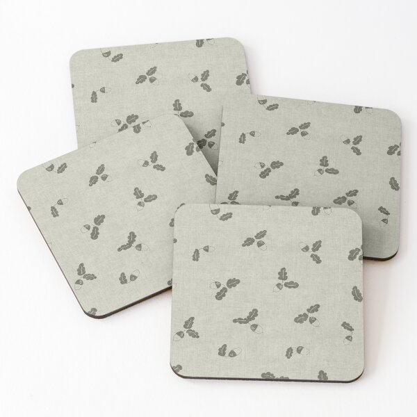 Item preview, minimal tossed acorn oak leaves scandinavian japandi autumn linen sage green designed and sold by RenattaZare.