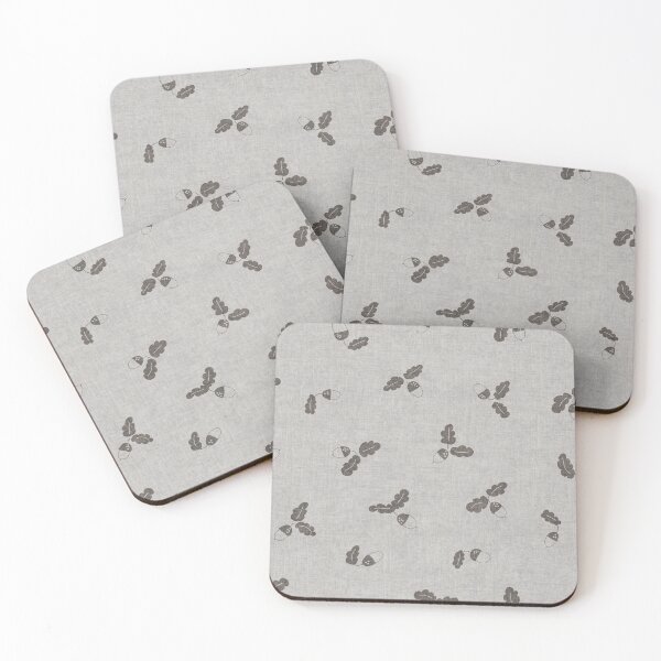 Item preview, minimal tossed acorn oak leaves scandinavian japandi autumn misty shore grey designed and sold by RenattaZare.
