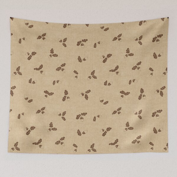 Item preview, minimal tossed acorn oak leaves scandinavian japandi autumn ochre soil designed and sold by RenattaZare.