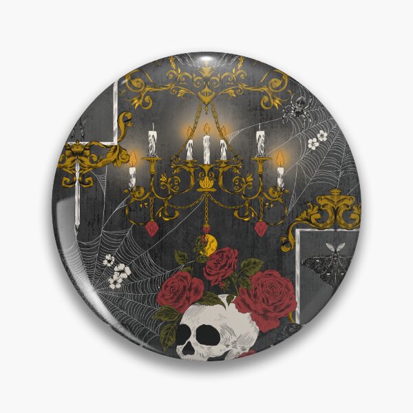 Item preview, Halloween Victorian Gothic Skull Rose Raven Damask Grey and Gold designed and sold by NoemiMarozsan.