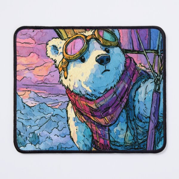 Item preview, Polar Bear Aviator Hot Air Balloon Colorful Watercolor Art designed and sold by UhuCriei .