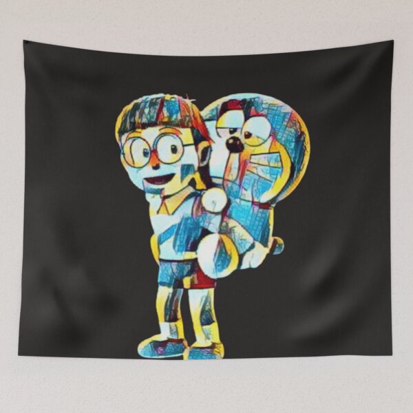 Item preview, Anime Boy and Robotic Cat Retro Pop Art Cartoon Illustration designed and sold by Dream Weave Studio.
